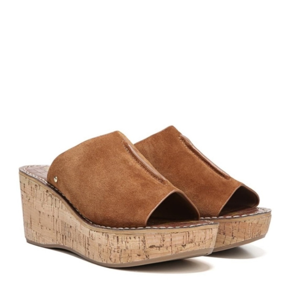 NEW SAM EDELMAN Ranger Brown Suede Platform Sandal - Picture 4 of 8